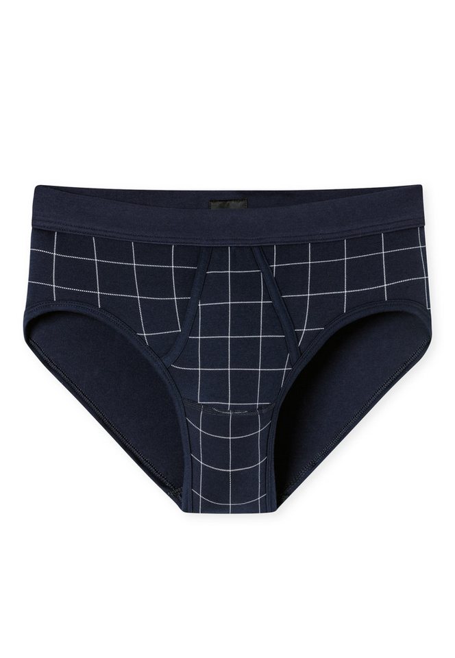 Schiesser Slip Fine Interlock mit Eingriff (4er Vorteilspack) Modernes Karo-Design von Schiesser