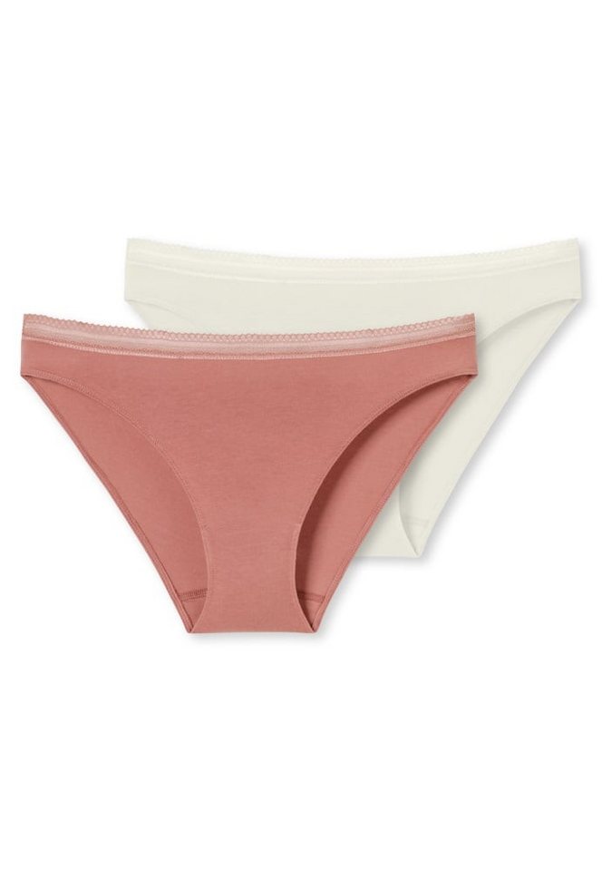 Schiesser Slip Unterwäsche Spitze Cotton Lace terracottarot/sand Damen - 2 Stück von Schiesser