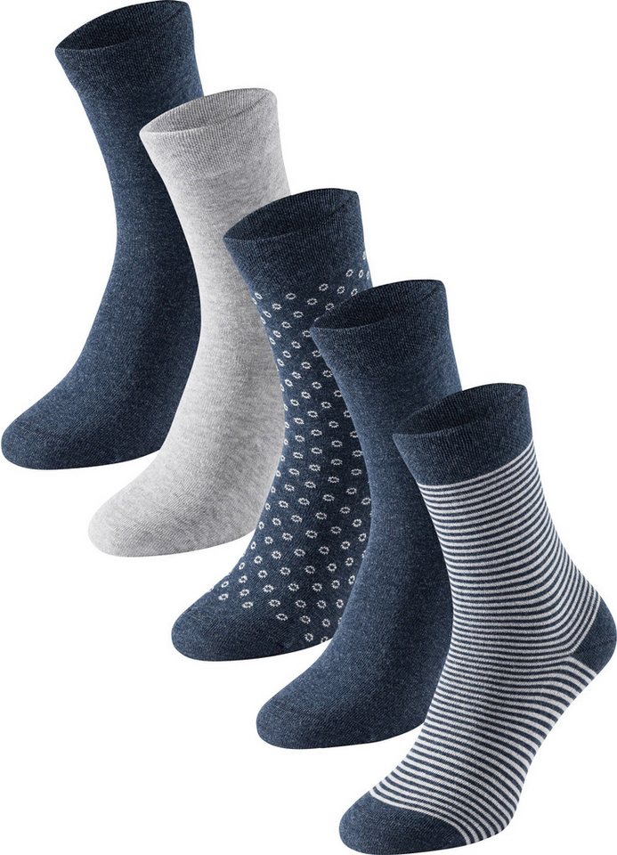Schiesser Socken Damen-Socken 5 Paar Uni: 3 Paar (2x blau, 1x grau) von Schiesser