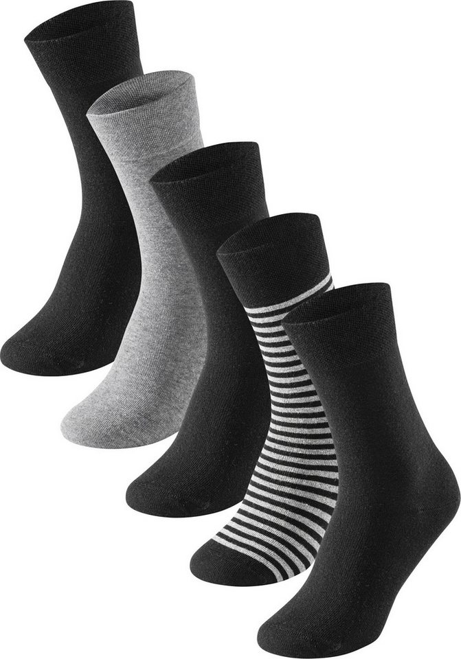 Schiesser Socken Herren-Socken 5 Paar Uni: 4 Paar (3x schwarz, 1x grau) von Schiesser