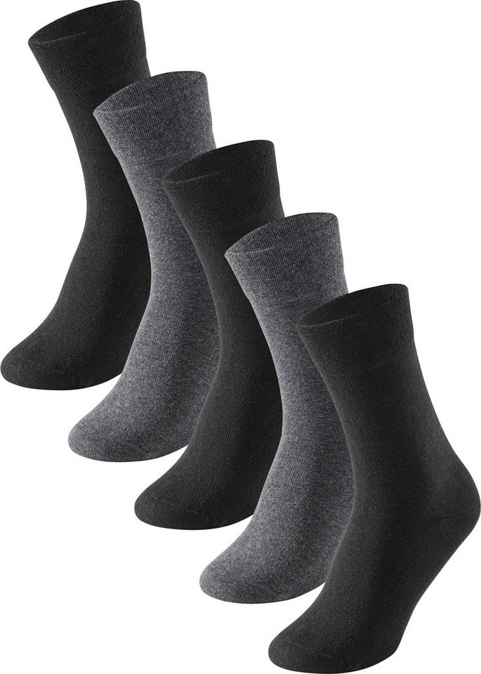 Schiesser Socken Herren-Socken 5 Paar Uni: 5 Paar (3x schwarz, 2x marine) von Schiesser