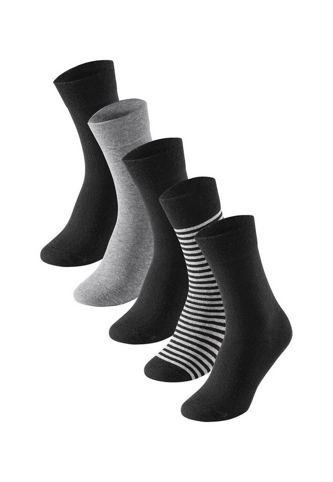 Schiesser Socken Tagessocke Crew Bluebird Stay Fresh schwarz/grau - 5 Paar von Schiesser