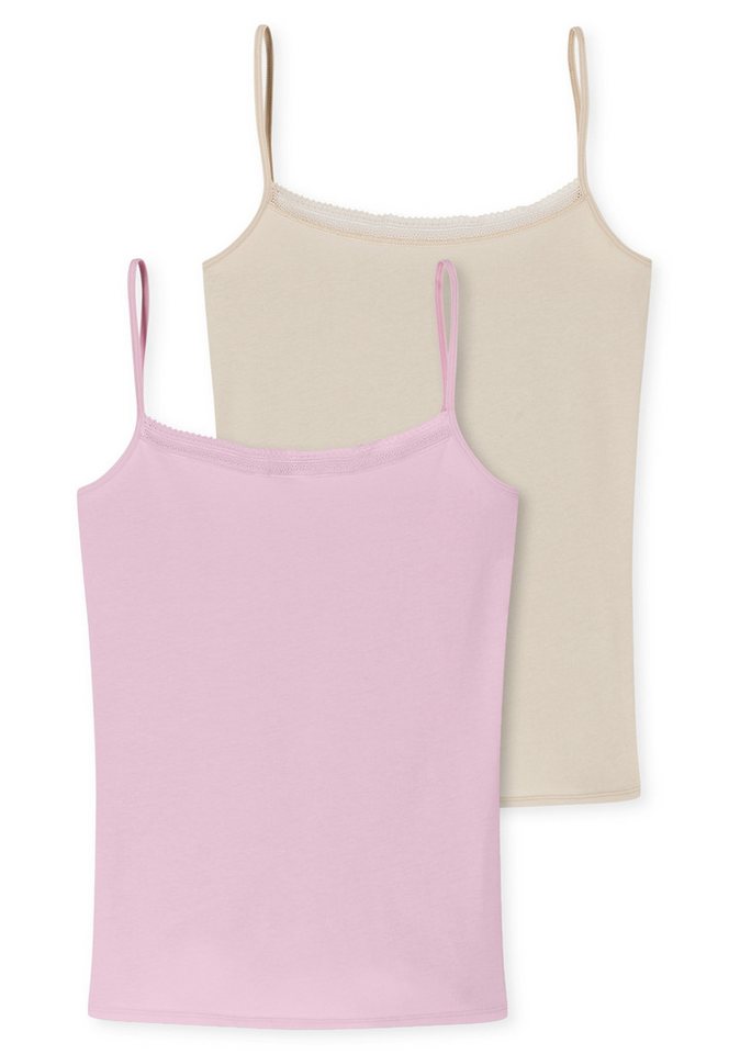 Schiesser Spaghettitop "Cotton Lace" (2er-Pack) mit femininem Spitzenband am Dekolleté von Schiesser