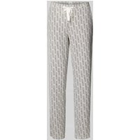 Schiesser Straight Leg Stoffhose mit Allover-Muster Modell 'Mix+Relax' in Taupe, Größe 36 von Schiesser