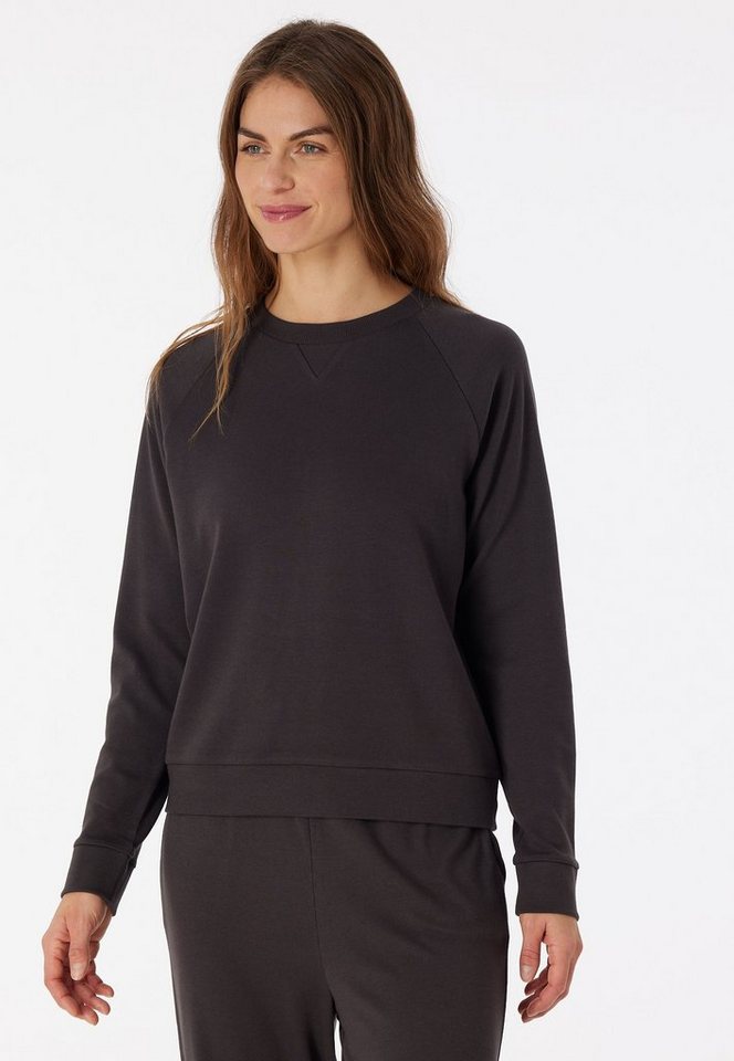 Schiesser Sweatshirt Mix+Relax mit geripptem Halsausschnitt mit V-förmigem Einsatz vorne von Schiesser