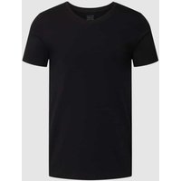 Schiesser T-Shirt mit V-Ausschnitt Modell 'Long Life Cotton T-shirt' in Black, Größe M von Schiesser