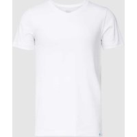 Schiesser T-Shirt mit V-Ausschnitt Modell 'Long Life Cotton T-shirt' in Weiss, Größe M von Schiesser