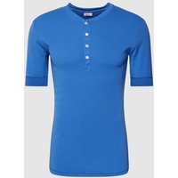 Schiesser T-Shirt mit kurzer Knopfleiste Modell 'Karl' in Royal, Größe M von Schiesser
