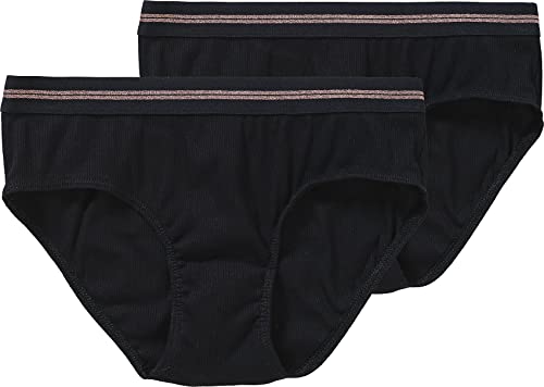 Schiesser Mädchen 2 Pack Panties Hipster - Organic Cotton Rippe Unterwäsche, Schwarz_179146, 176 EU von Schiesser