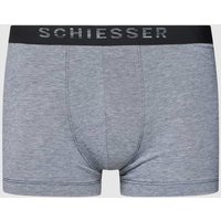 Schiesser Trunks in melierter Optik Modell 'Piqué' in Marine, Größe S von Schiesser