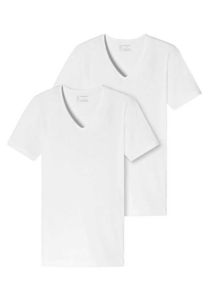 Schiesser Unterhemd 2er-Pack - 95/5 - Organic Cotton (Spar-Set, 2-St) Unterhemd / Shirt Kurzarm - Baumwolle - Tiefer V-Aussschnitt von Schiesser