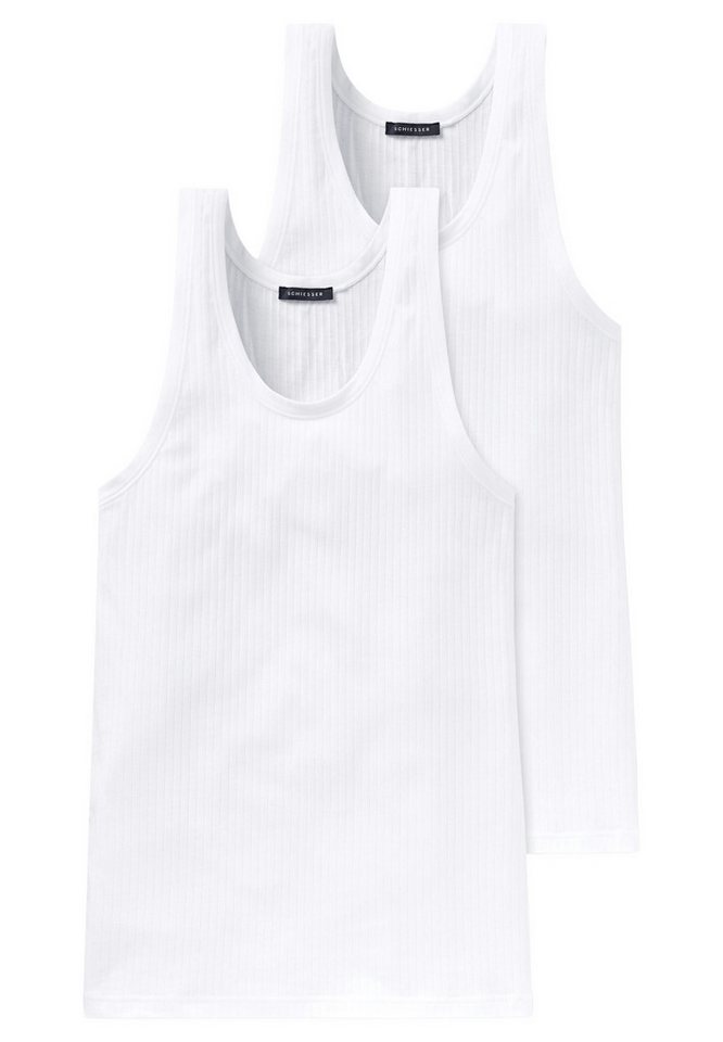 Schiesser Unterhemd 2er Pack Cotton Essentials Authentic (Spar-Set, 2-St) Unterhemd / Tanktop - Baumwolle - Flexibel und formstabil von Schiesser