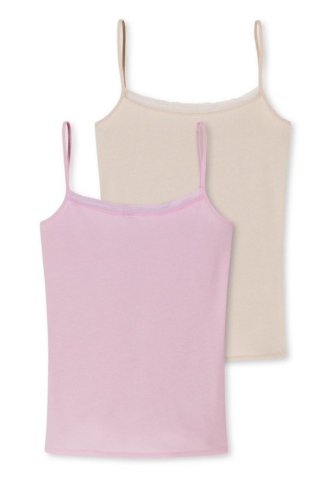 Schiesser Unterhemd 2er Pack Cotton Lace (Spar-Set, 2-St) Spaghetti Top - Baumwolle - Atmungsaktiv von Schiesser