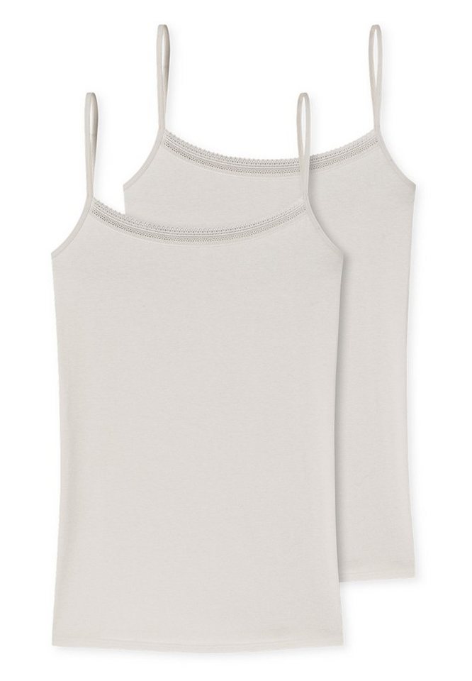 Schiesser Unterhemd 2er Pack Cotton Lace (Spar-Set, 2-St) Spaghetti Top - Baumwolle - Spitze am Dekolleté von Schiesser