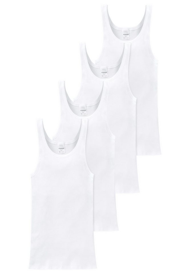 Schiesser Unterhemd 4er Pack Cotton Essentials Doppelripp (Spar-Set, 4-St) Unterhemd / Tanktop - Baumwolle - Strapazierfähig von Schiesser