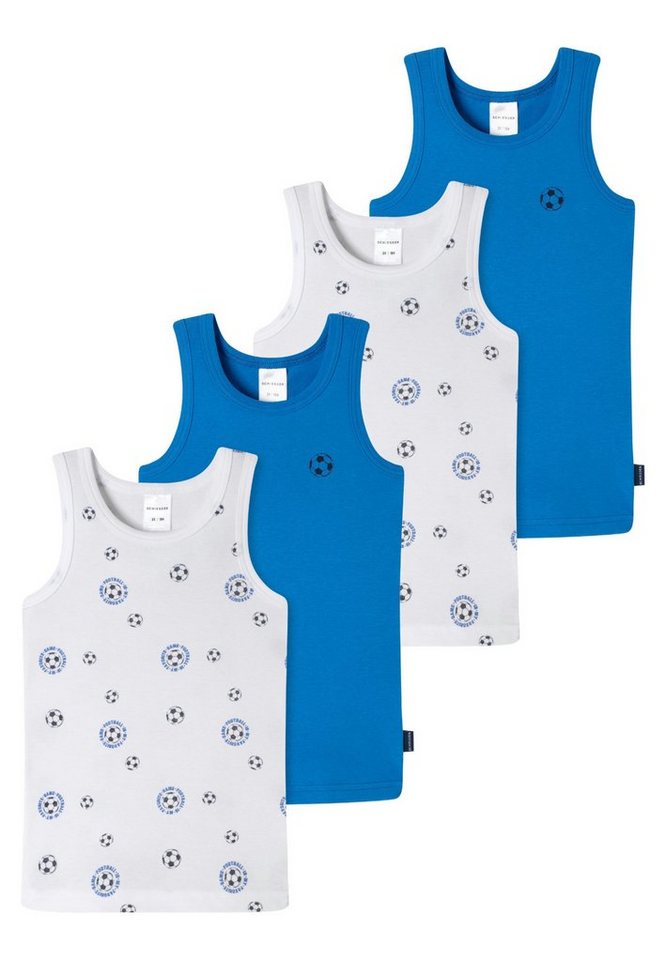 Schiesser Unterhemd 4er Pack Kids Boys Feinripp Organic Cotton (Spar-Set, 4-St) Unterhemd / Tanktop - Baumwolle - Mit komfortablem Rundhalsausschnit von Schiesser