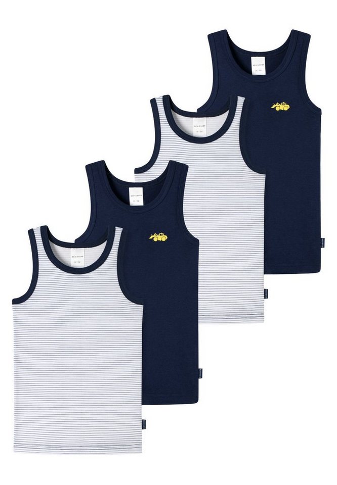 Schiesser Unterhemd 4er Pack Kids Boys Feinripp Organic Cotton (Spar-Set, 4-St) Unterhemd / Tanktop - Baumwolle - Mit komfortablem Rundhalsausschnit von Schiesser