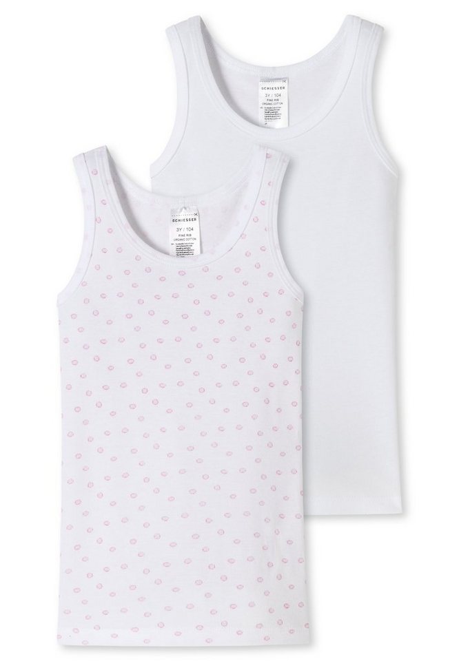 Schiesser Unterhemd 4er Pack Kids Girls Feinripp Organic Cotton (Spar-Set, 4-St) Unterhemd / Tanktop - Baumwolle - Mit tonalem Einfass an Hals und Arm von Schiesser