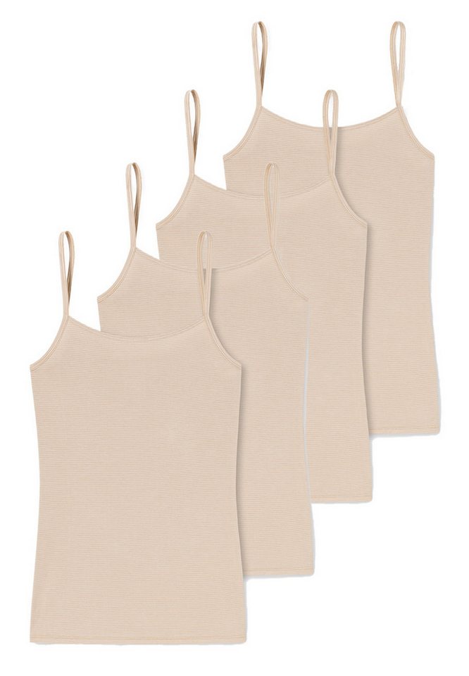 Schiesser Unterhemd 4er Pack Modal Essentials (Spar-Set, 4-St) Spaghetti Top - Hals- und Armausschnitt mit feinem Einfass von Schiesser