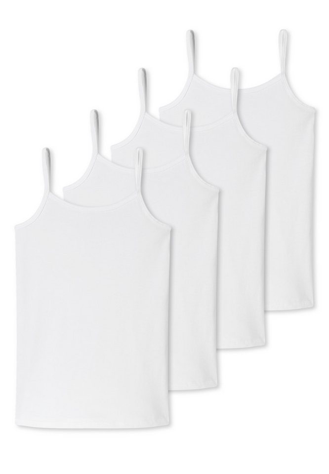 Schiesser Unterhemd 4er Pack Teens Girls 95/5 Organic Cotton (Spar-Set, 4-St) Spaghetti Top - Baumwolle - Unifarbenes Design, Mit schmalen Trägern von Schiesser