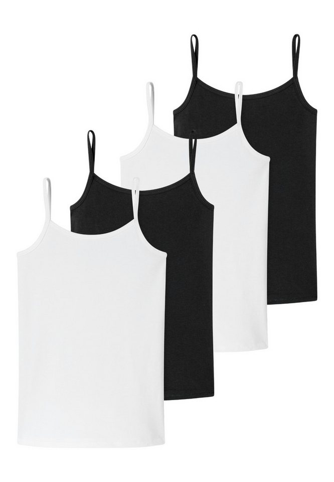 Schiesser Unterhemd 4er Pack Teens Girls 95/5 Organic Cotton (Spar-Set, 4-St) Spaghetti Top - Baumwolle - Unifarbenes Design, Mit schmalen Trägern von Schiesser