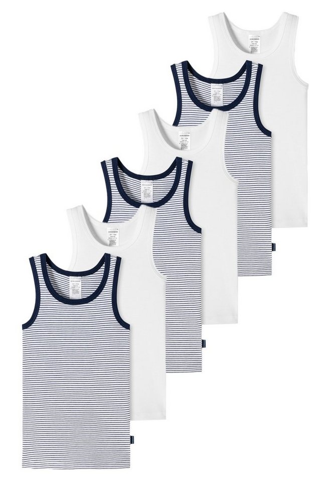 Schiesser Unterhemd 6er Pack Kids Boys Feinripp Organic Cotton (Spar-Set, 6-St) Unterhemd / Tanktop - Baumwolle - Mit komfortablem Rundhalsausschnit von Schiesser