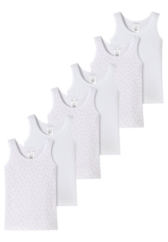 Schiesser Unterhemd 6er Pack Kids Girls Feinripp Organic Cotton (Spar-Set, 6-St) Unterhemd / Tanktop - Baumwolle - Mit tonalem Einfass an Hals und Arm von Schiesser