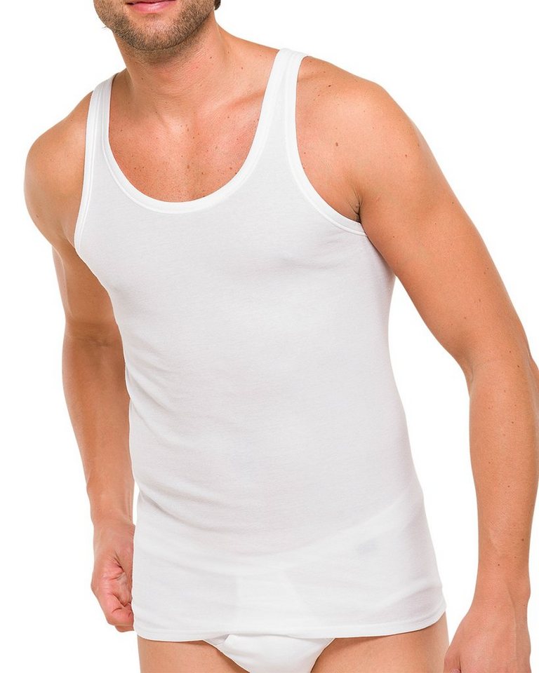 Schiesser Unterhemd Cotton Essentials (Spar-Pack, 4-St., 4er-Pack) Herren Feinripp Unterhemd Trägershirt aus reiner Baumwolle von Schiesser