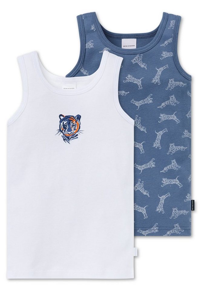 Schiesser Unterhemd Easy Tiger (Set, 2-St., 2er-Pack) Jungen Unterhemd, Tank Top, Feinripp-Qualität von Schiesser