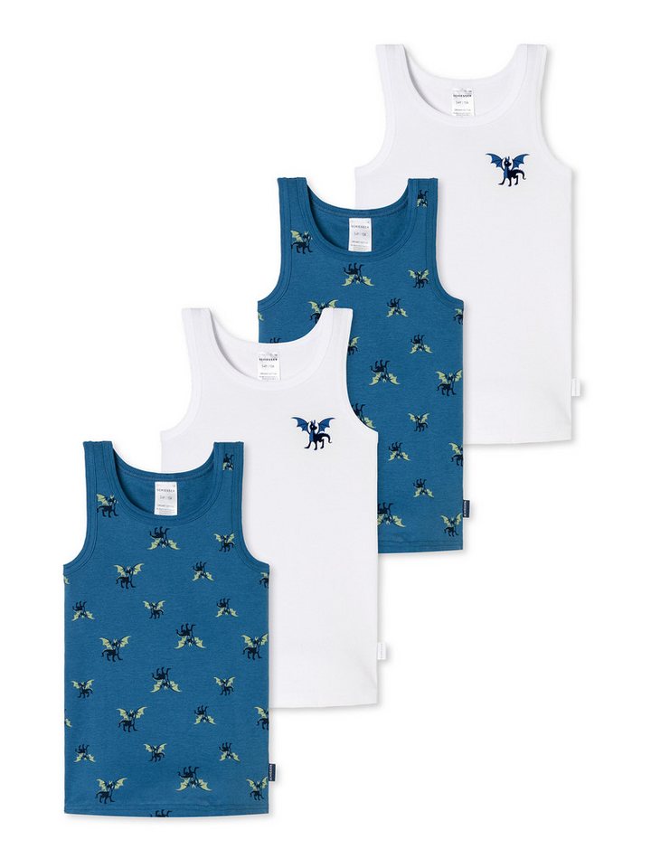 Schiesser Unterhemd Fine Rib (4-St) unterhemd unterzieh-shirt ärmellos von Schiesser