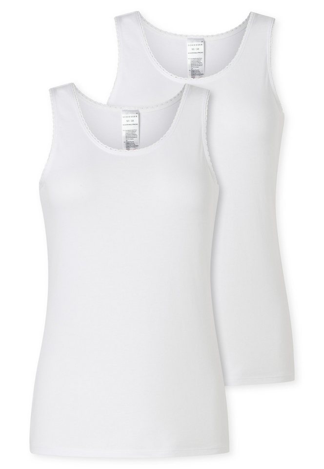 Schiesser Unterhemd Modern Multipacks (2er Pack) mit schmalem Spitzenband, Single Jersey, bequem von Schiesser