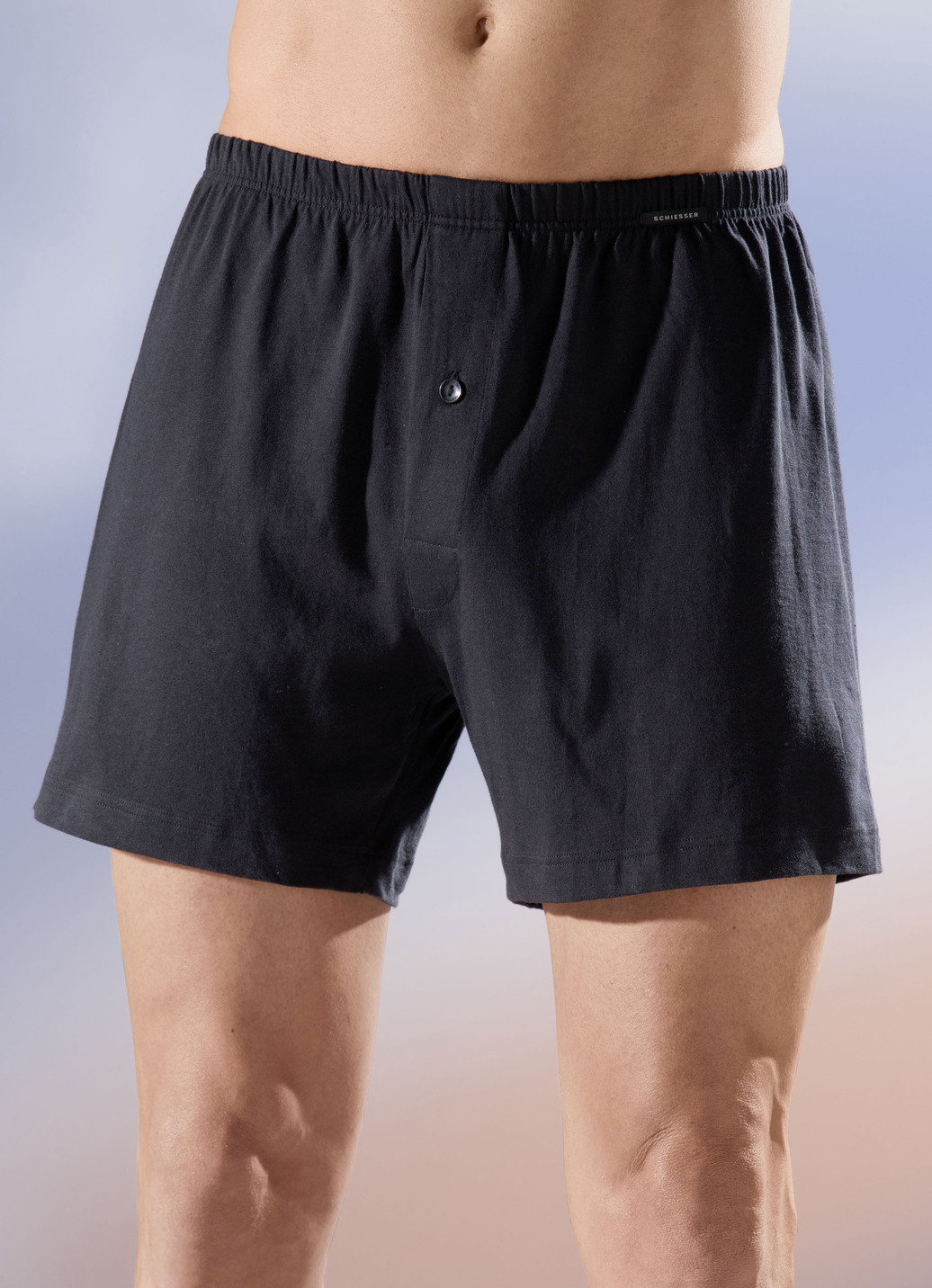 Schiesser Zweierpack Boxershorts, knöpfbarer Eingriff, Schwarz, Größe 10 von Schiesser