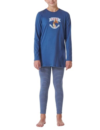Schiesser Mädchen Schlafanzug Nachthemd Mit Leggings Lang - 100% Organic Bio Baumwolle Größe 92 Bis 140 Pyjamaset, Blau_181826, 152 EU von Schiesser