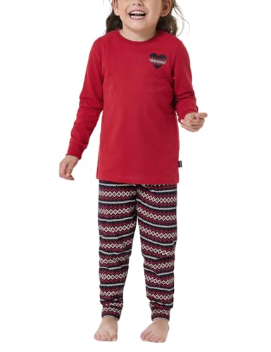 Schiesser Mädchen Schlafanzug Lang - 100% Organic Bio Baumwolle Größe 92 Bis 140 Pyjamaset, Rot_182115, 92 EU von Schiesser