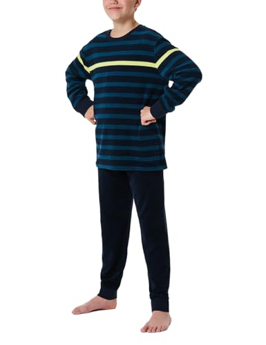 Schiesser Jungen Schlafanzug Set Pyjama Warme Qualitäten Frottee-Fleece-Interlock-Größe 140 Bis 176 Pyjamaset, Nachtblau_181999 von Schiesser