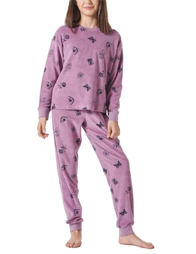 Schiesser Mädchen Schlafanzug Warme Qualitäten Frottee - Fleece Sweat Größe 140 Bis 176 Pyjamaset, Mauve_181978, 176 EU von Schiesser