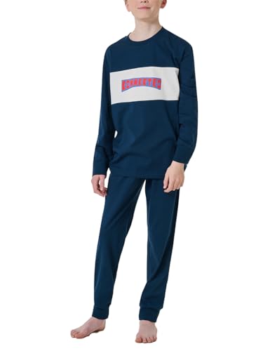Schiesser Jungen Schlafanzug Set lang - 100% Organic Bio Baumwolle - Größe 140 bis 176, blau_181995, 140 von Schiesser