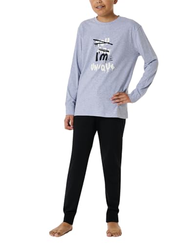Schiesser Jungen Schlafanzug Set lang - 100% Organic Bio Baumwolle - Größe 140 bis 176, grau-Mel._181994, 152 von Schiesser