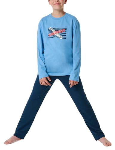 Schiesser Jungen Schlafanzug Set lang - 100% Organic Bio Baumwolle - Größe 140 bis 176, hellblau_181992, 140 von Schiesser