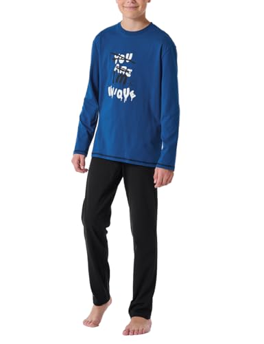 Schiesser Jungen Schlafanzug Set lang - 100% Organic Bio Baumwolle - Größe 140 bis 176, Indigo_181992, 140 von Schiesser