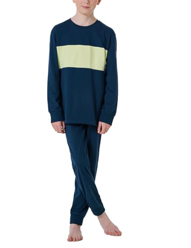 Schiesser Jungen Schlafanzug Set lang - 100% Organic Bio Baumwolle - Größe 140 bis 176, Nachtblau_182306, 176 von Schiesser