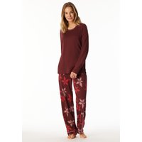 Schlafanzug lang Blumen burgund - Comfort Nightwear 48 von Schiesser