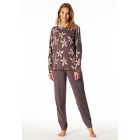 Schlafanzug lang Bündchen Blumen mauve - Comfort Nightwear 38 von Schiesser