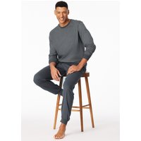Schlafanzug lang Bündchen Brusttasche dunkelgrau gemustert - Comfort Essentials 48 von Schiesser