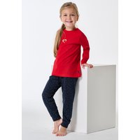 Schlafanzug lang Bündchen Herz rot - Family 128 von Schiesser