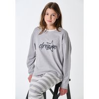 Schlafanzug lang Bündchen Ringel grau-meliert - Teens Nightwear 176 von Schiesser