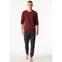 Schlafanzug lang Bündchen Weltall burgund - Family 48 von Schiesser