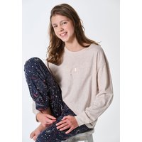 Schlafanzug lang Bündchen beige-meliert - Family 140 von Schiesser