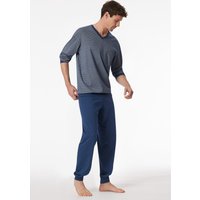 Schlafanzug lang Bündchen blau gemustert - Comfort Essentials 50 von Schiesser