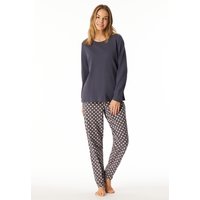 Schlafanzug lang Bündchen graphit gemustert - Comfort Essentials 46 von Schiesser